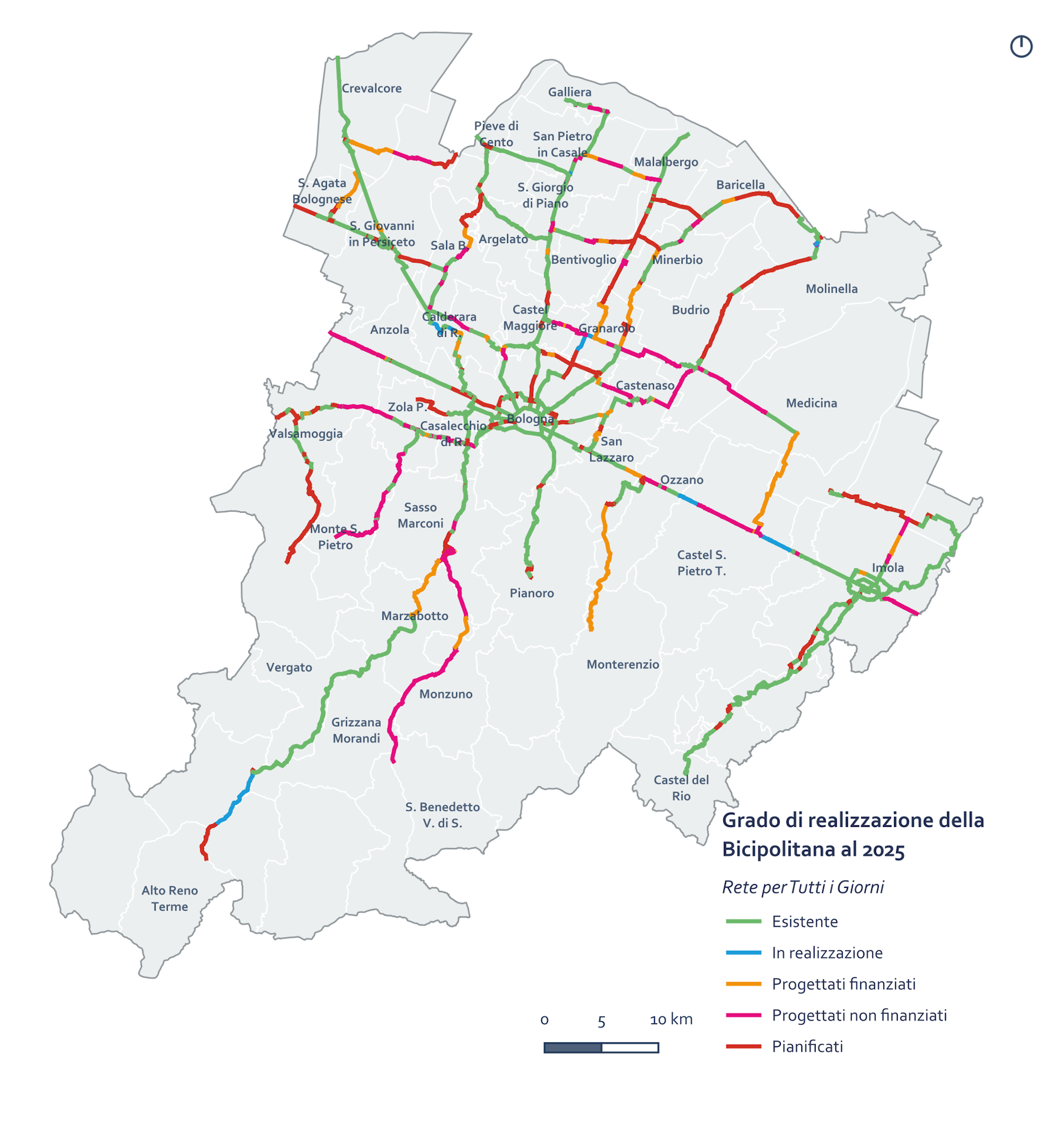 stato di attuazione della rete della Bicipolitana per tutti i giorni